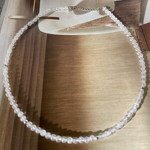 Transparent Quartz Crystal Beads in 925 Sterling Silver. Necklace/choker